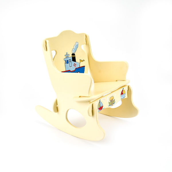 Chaise berçante-bateaux jaune