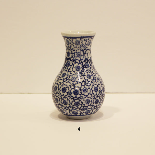 Bulb Vase-Blue/White
