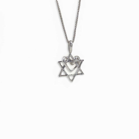 Necklace-Star of David w/Heart-Sterling Silver