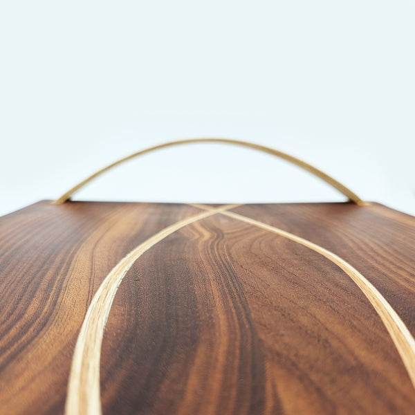Wood Tray-Dark w/Light Wood Curved Handles