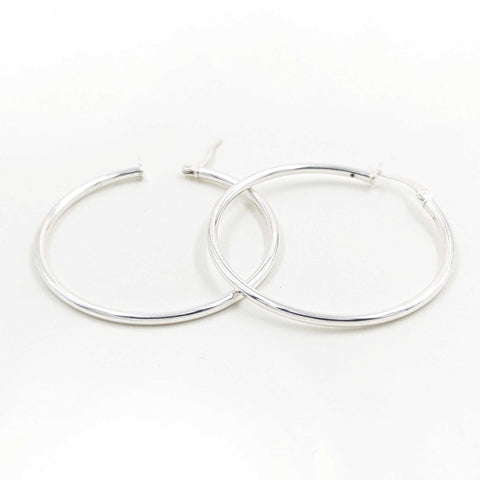 Large Hoop Earrings-Sterling Silver