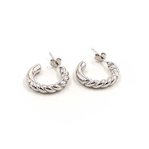 Small Rope Style Hoop Earrings-Sterling Silver