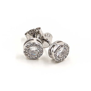 CZ Stud Earrings-Sterling Silver