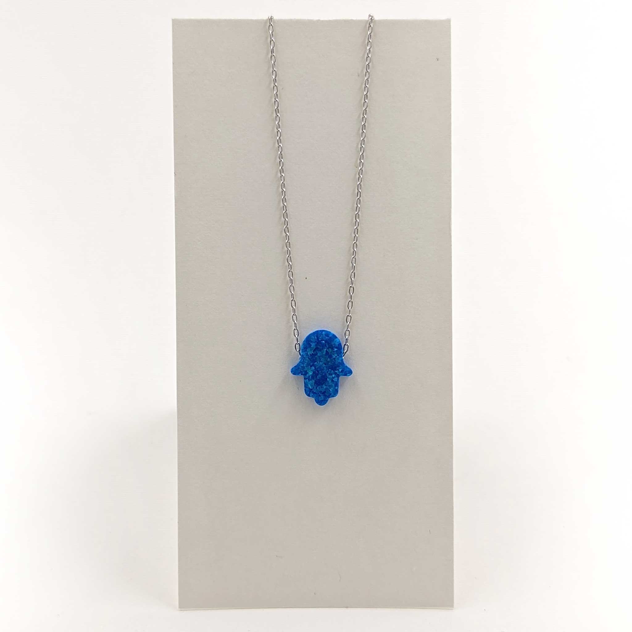 Blue Opal Hamsa Necklace-Sterling Silver