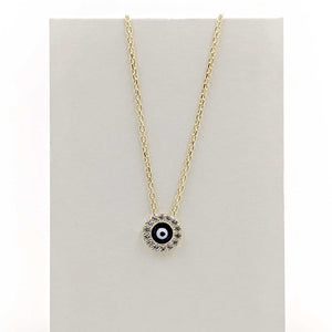 Collier Evil Eye plaqué or w / CZ-Sterling Silver
