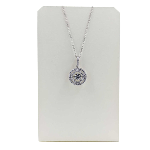 Necklace-Double Circle Pendant w/CZ-Sterling Silver