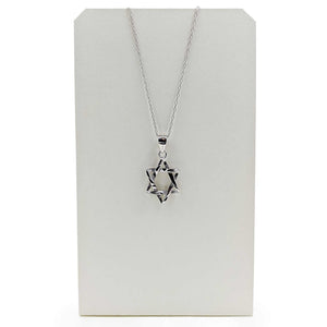Necklace-Woven Style Magen David-Sterling Silver