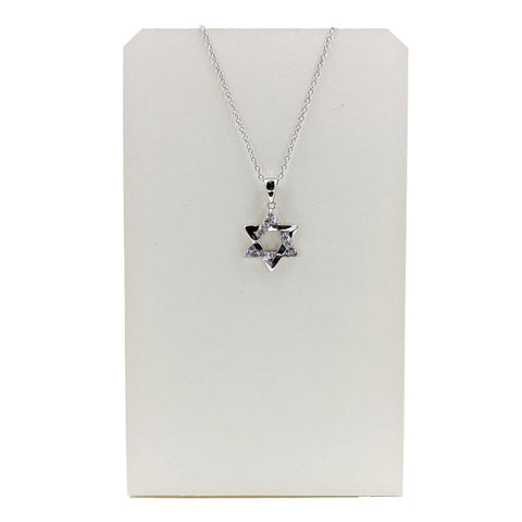 Necklace-Small Magen David w/CZ- Sterling Silver