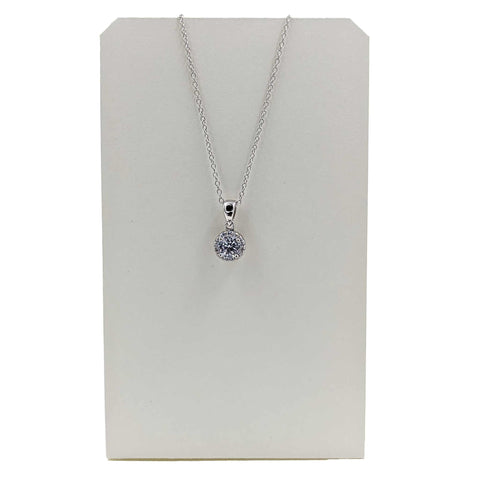 Clear Round CZ Pendant-Sterling Silver
