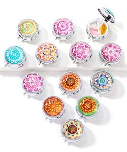 Round Pill Box for Purse-Mandala Design