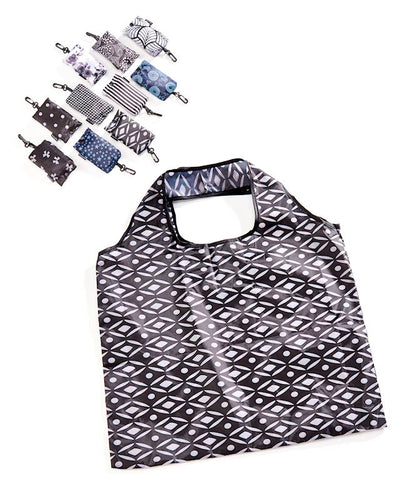 Folding Shopping Bag-Black/White Prints