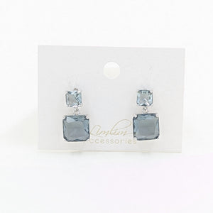 Earrings-Sterling Silver w/2 Square Smokey Grey Swarovski Crystals