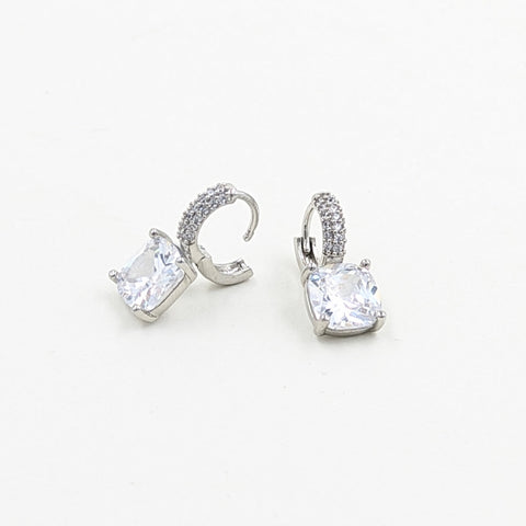 Earrings-Huggies w/Drop CZ