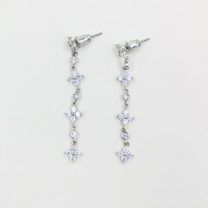 Earrings-Long w/CZ Flowers