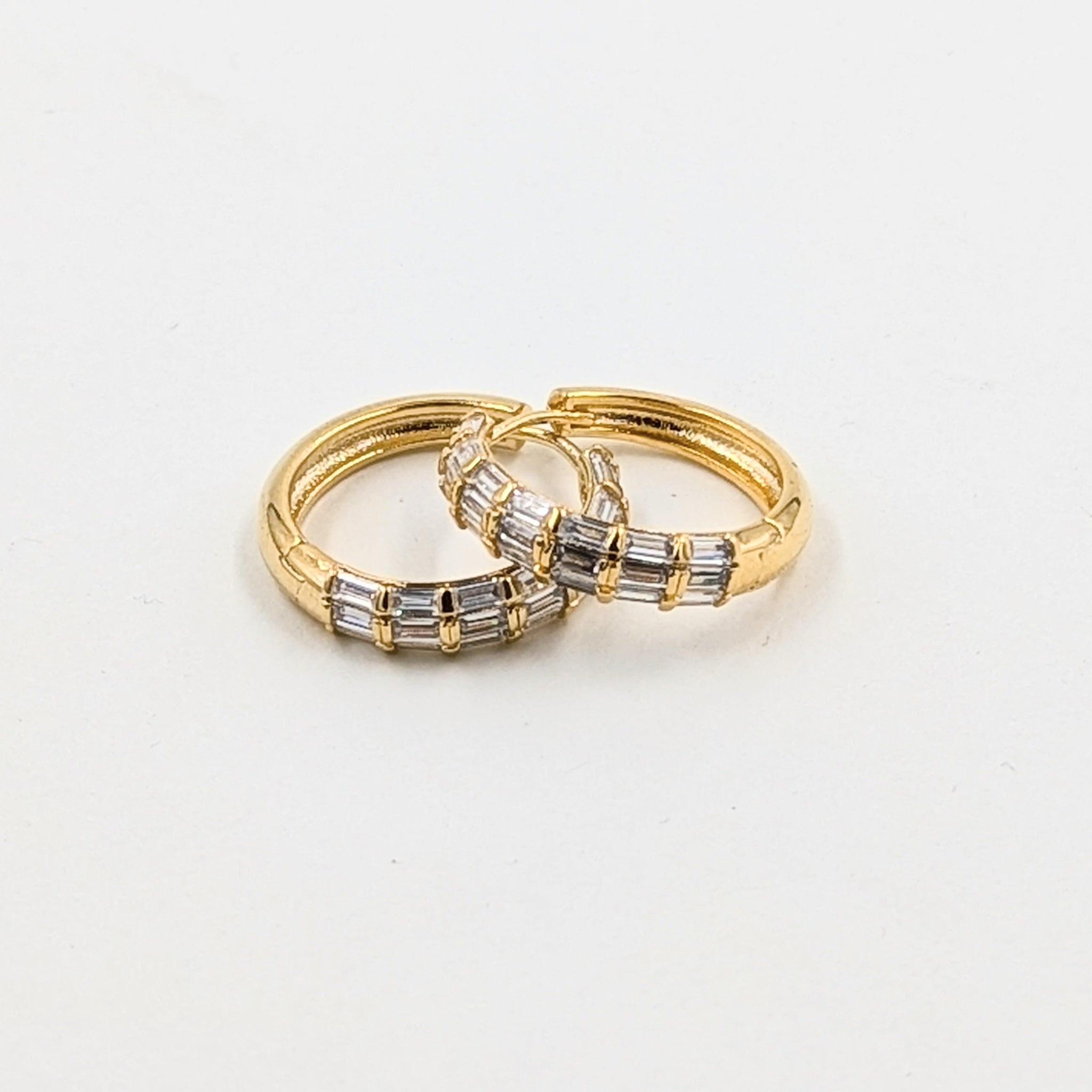 Earrings-Gold Plated Hoops w/CZ