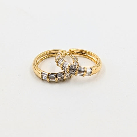 Earrings-Gold Plated Hoops w/CZ