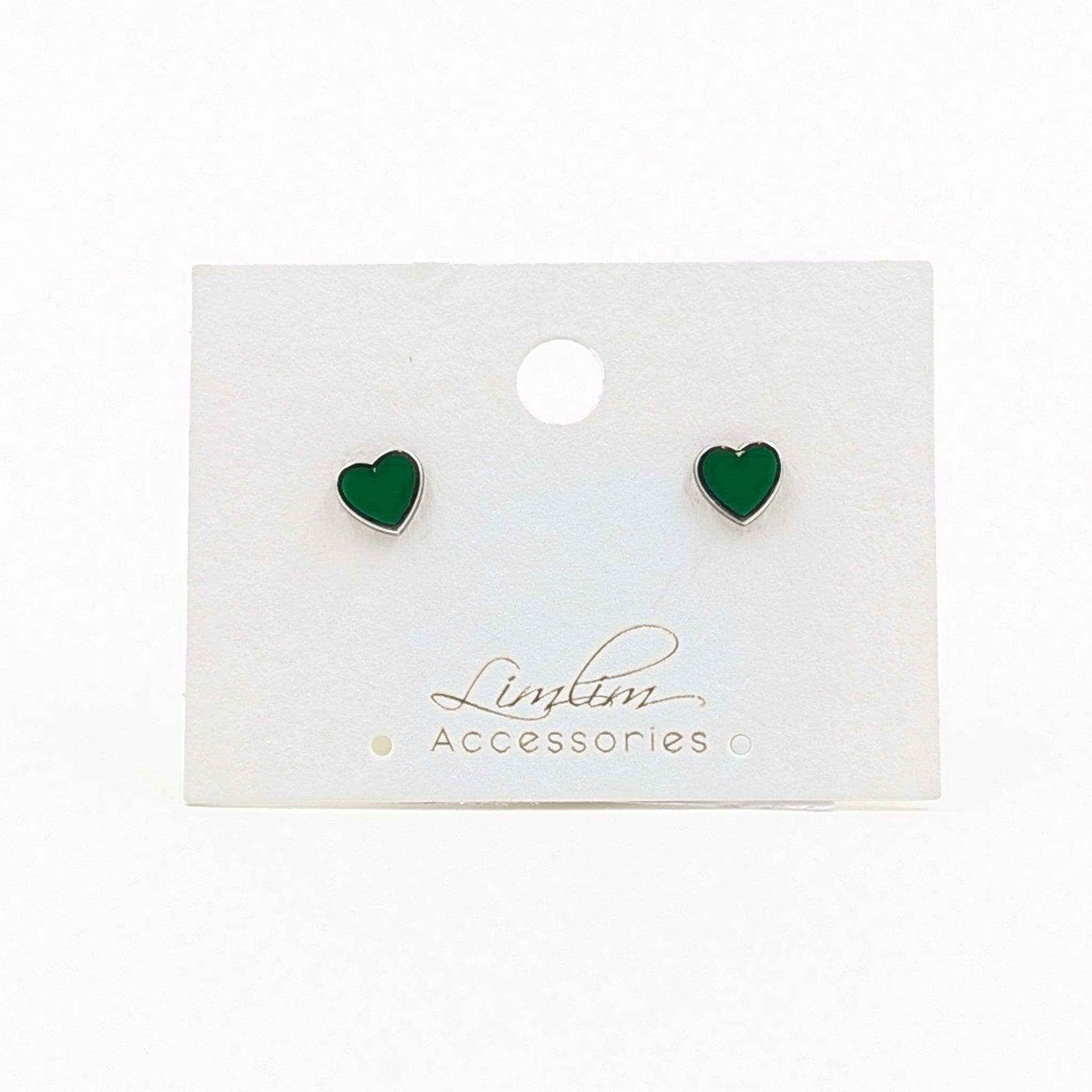 Earrings-Tiny Green Heart Studs