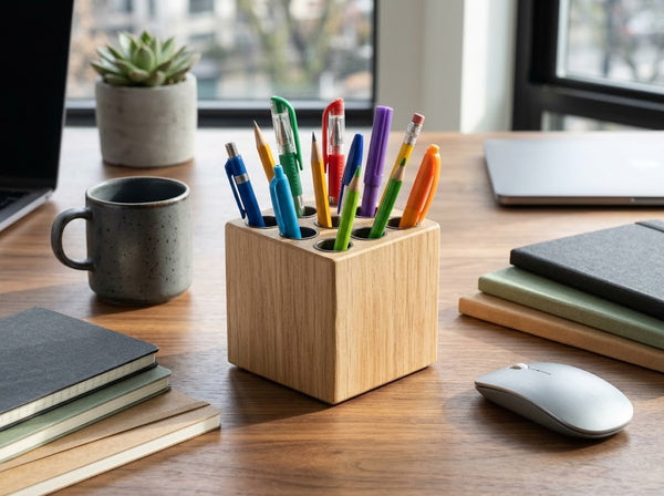 Porte-stylos en bois - Peut contenir 9 stylos