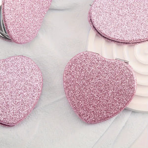 Compact Mirror-Pink Glitter Heart