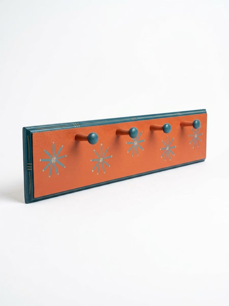 Peach and Blue Flower Coat Rack