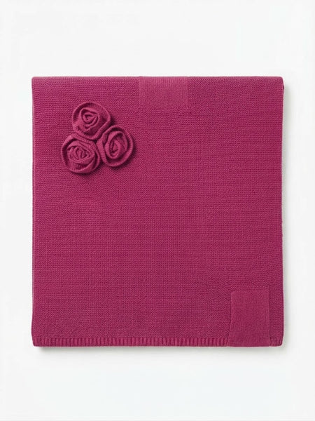 Knitted Scarf w/Rose Design