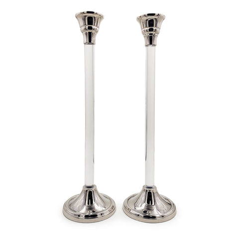 Candlesticks-S/2-Lucite/Silvertone