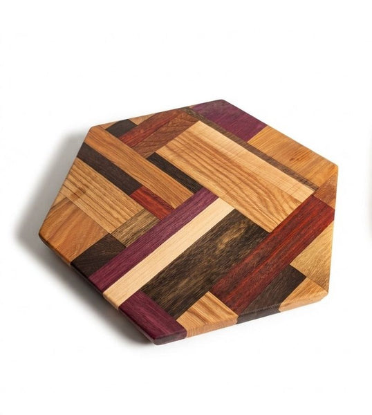 Hexagonal Serving Board (assorted hardwoods)