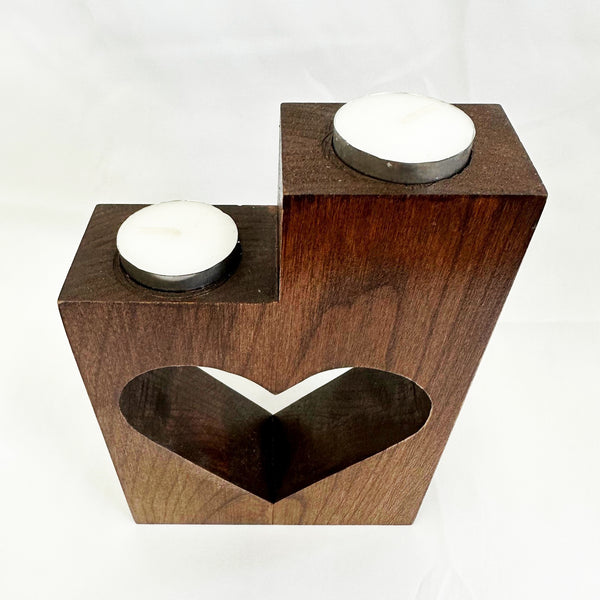 Porte-Tealite Coeur en bois