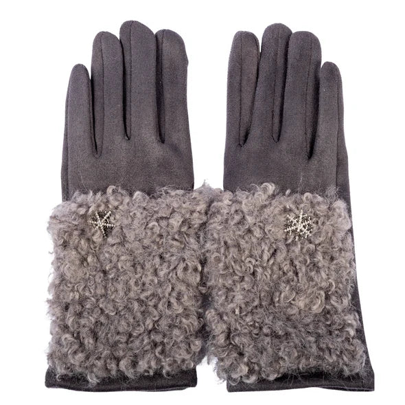 Gloves with Faux Sherpa Wool