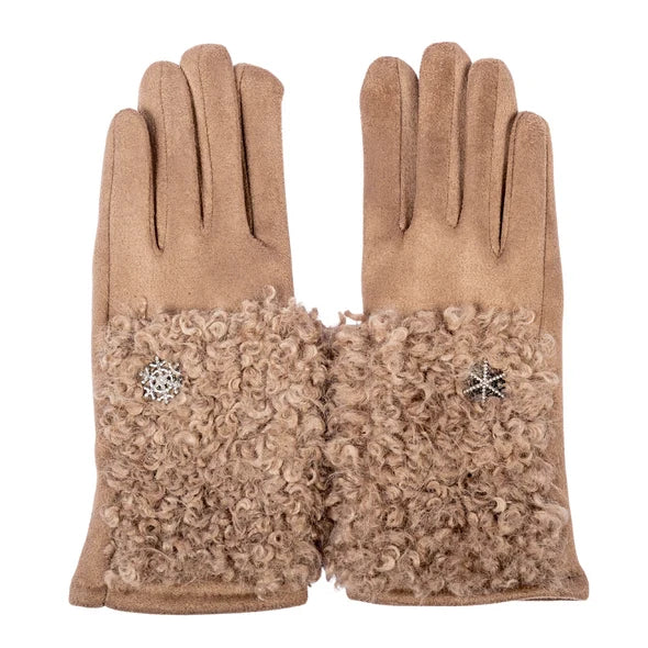 Gloves with Faux Sherpa Wool