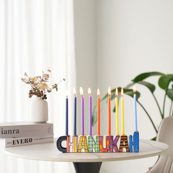CHANUKAH Hand-Painted Ceramic Menorah