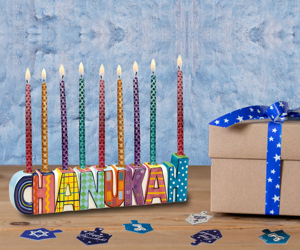 CHANUKAH Hand-Painted Ceramic Menorah