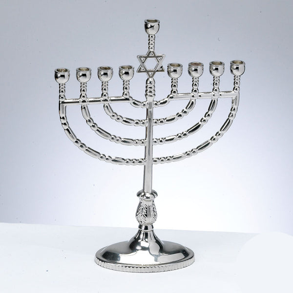 Traditional Polished Silvertone Menorah