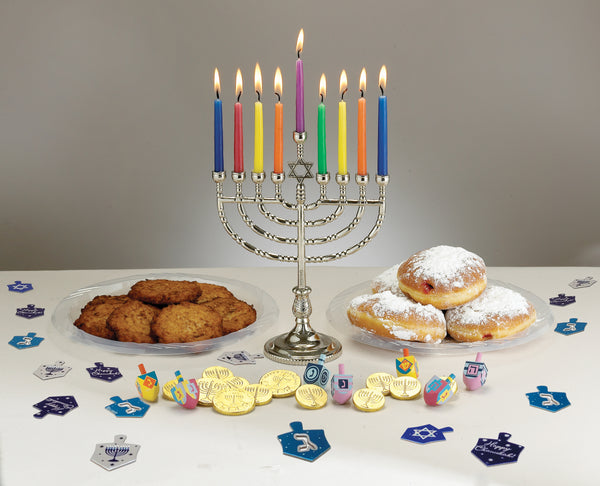Traditional Polished Silvertone Menorah