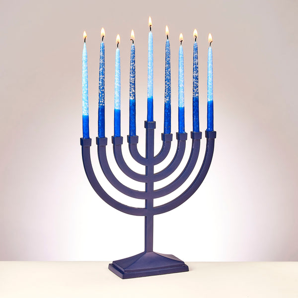 Traditional Menorah - Brushed Matte Navy Finish