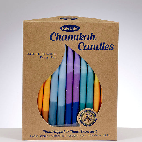Pure Vegetable Wax Chanukah Candles-Tricolour Multi