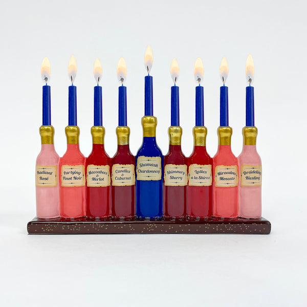 Fine Wines Hand-painted Ceramic Menorah