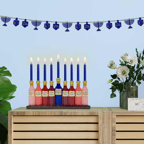 Fine Wines Hand-painted Ceramic Menorah