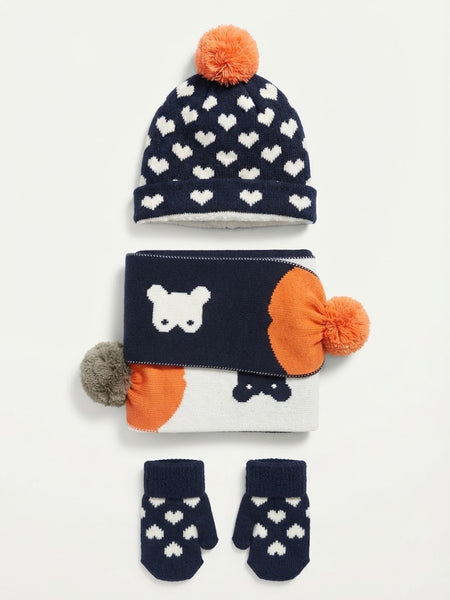 Kids Hat, Scarf and Mittens Set