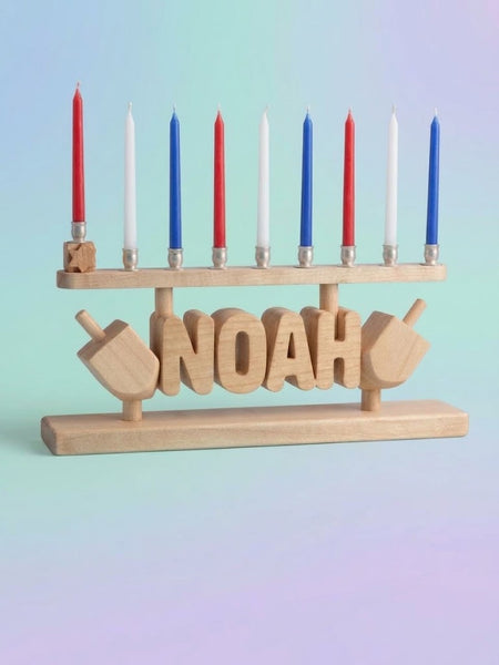 Personalized Wood Chanukiah