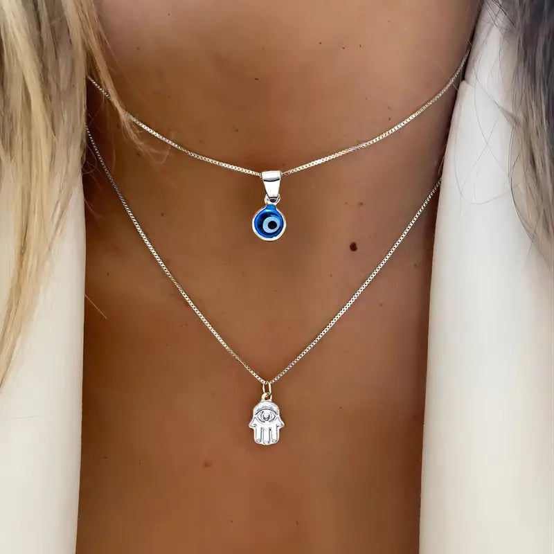 2 Piece Evil Eye Necklace