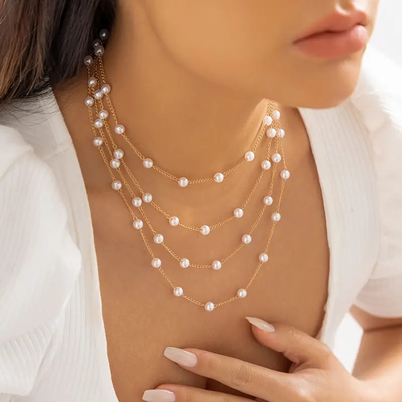 Multi Layer Faux Pearl Necklace