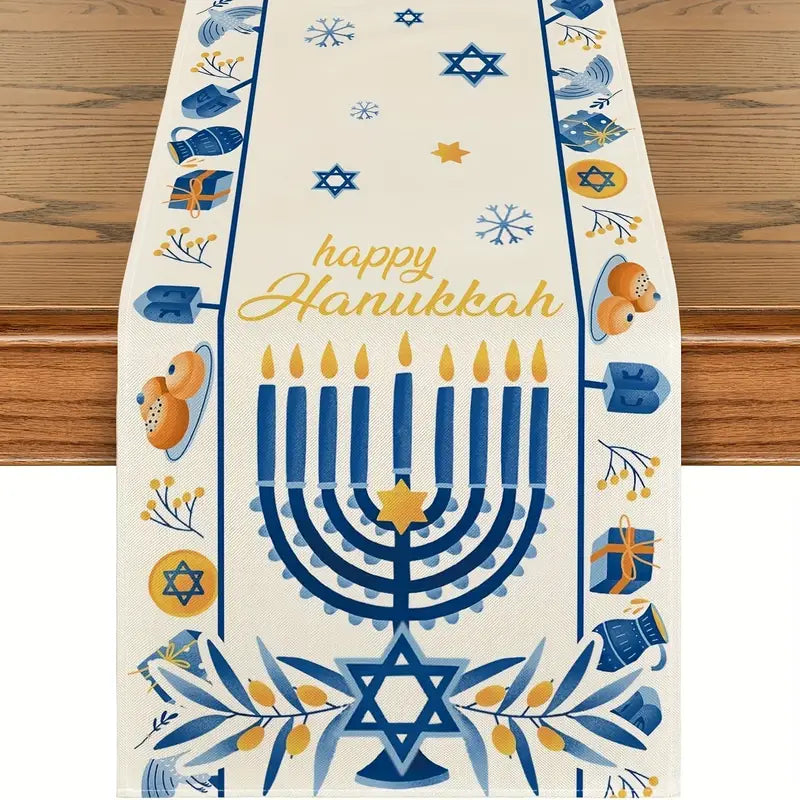 Chanukah Menorah Table Runner