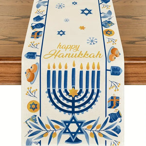 Chanukah Menorah Table Runner