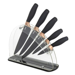 Ensemble de 6 couteaux noir mat avec support en acrylique