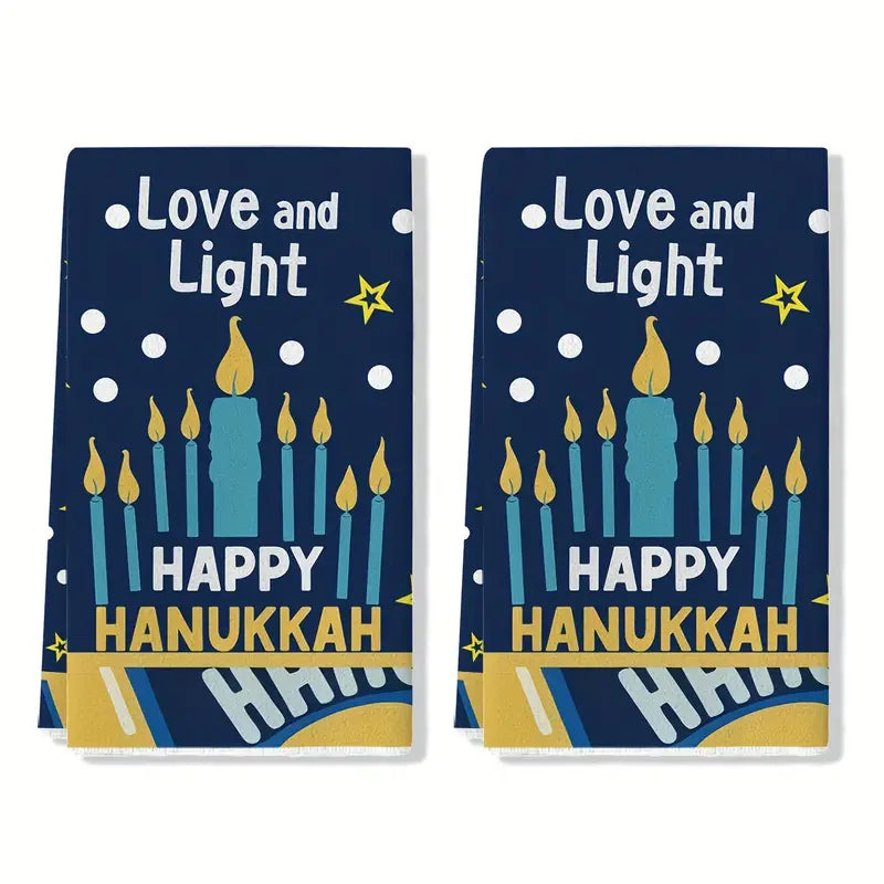 Love and Light Hanukkah Kitchen Towel-Set/2