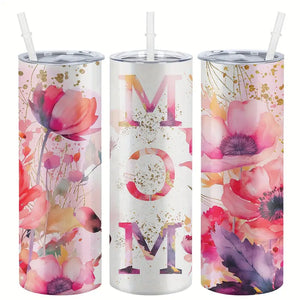 "Mom" Tumbler w/Lid & Straw