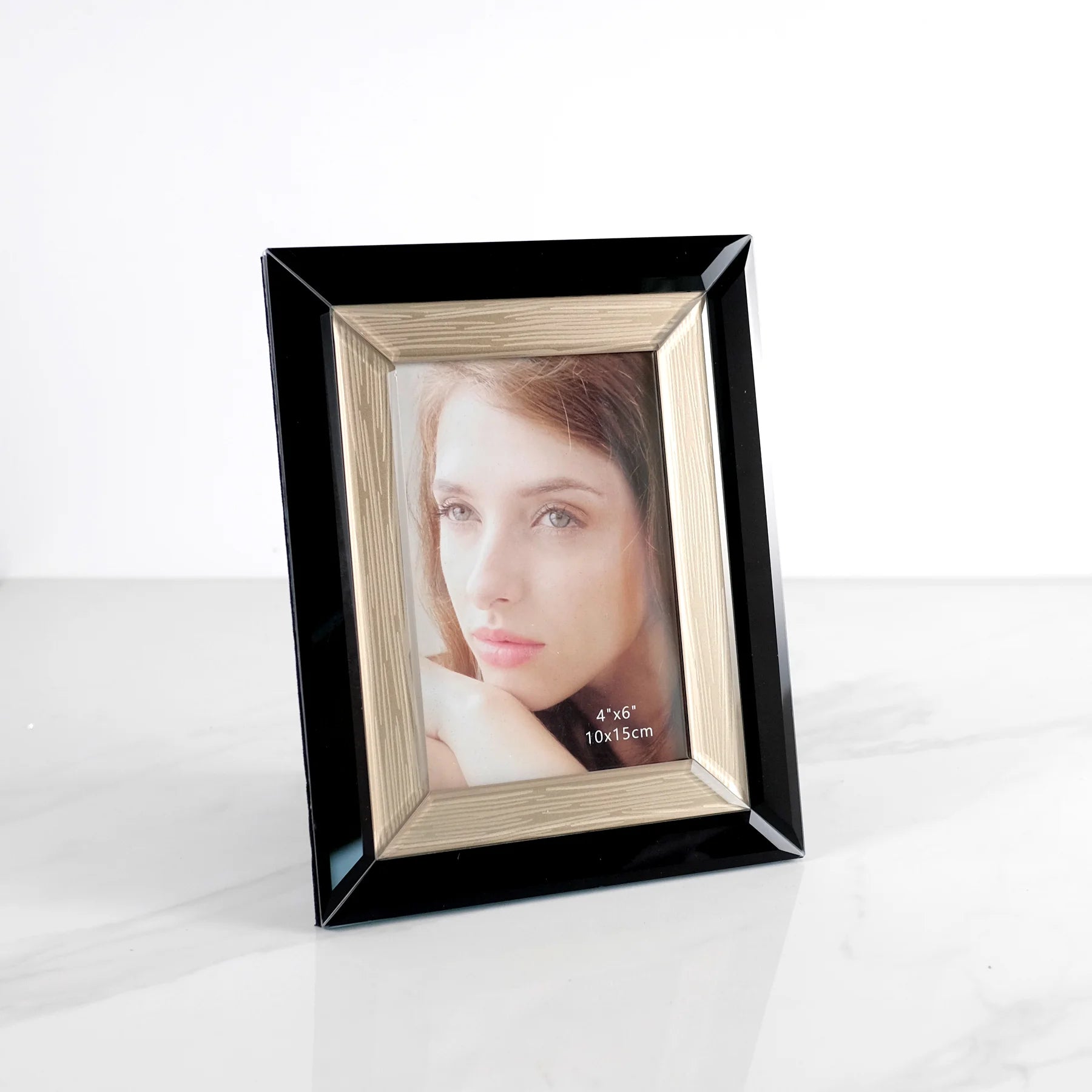 Frame-Black Glass W/Gold Inlay