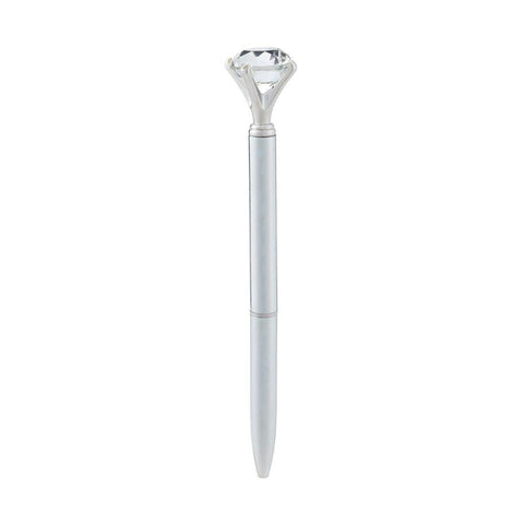 Pen With Large Gem - Silver