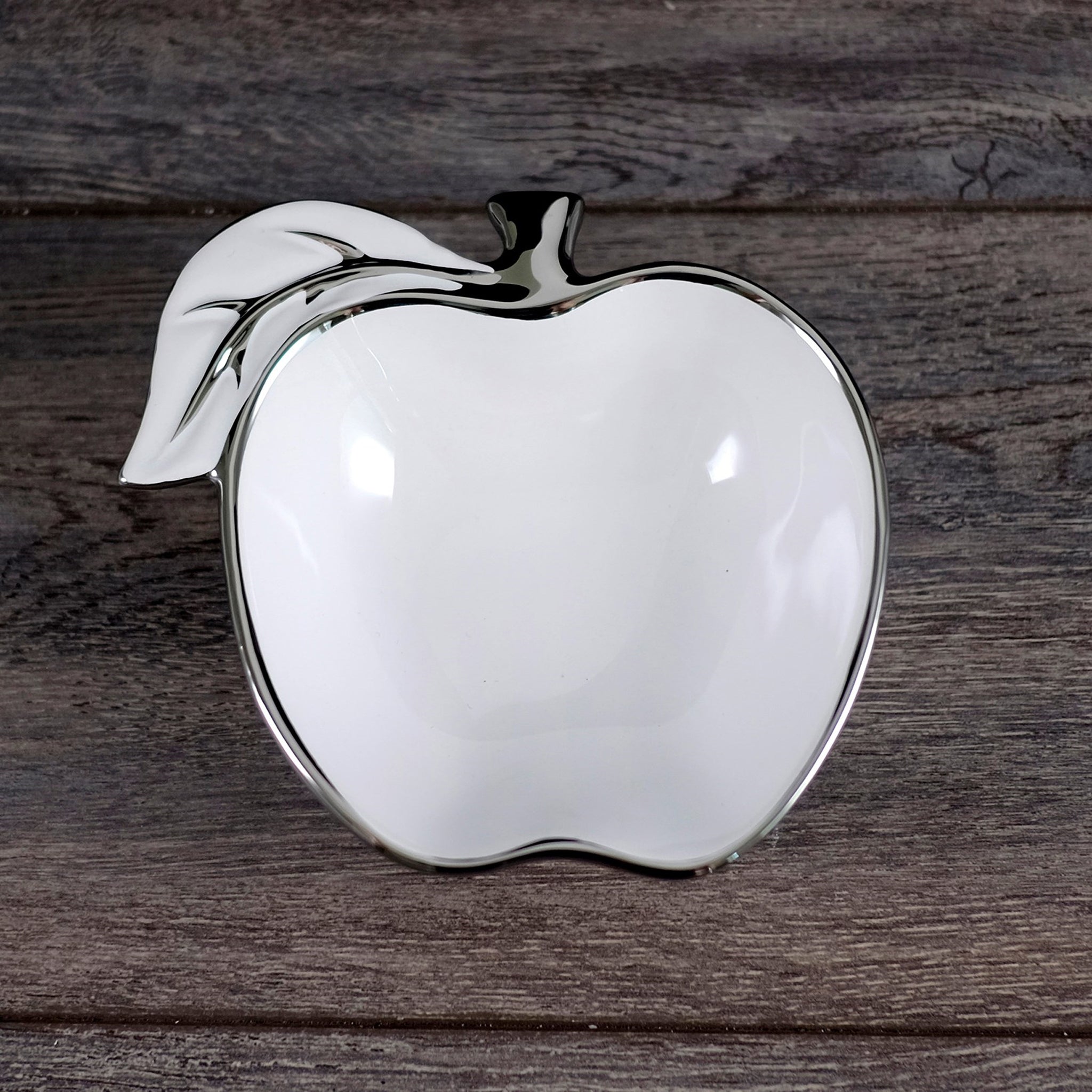 Apple Bowl-Silver Trim